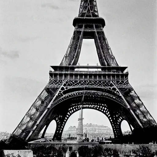 Image similar to a demolished and ruined eiffel tower