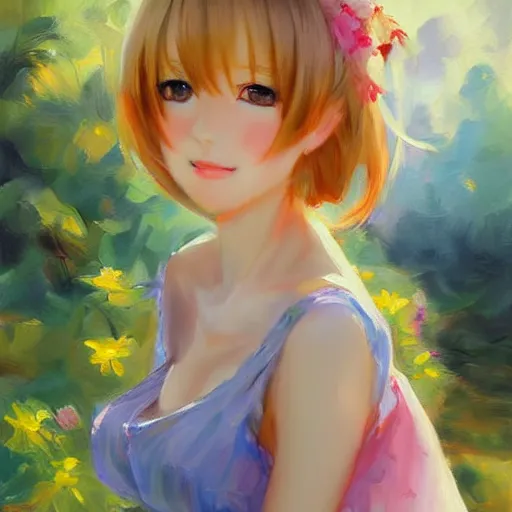 Image similar to anime girl painting by Vladimir Volegov