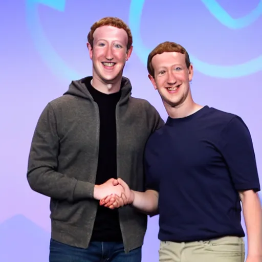 Image similar to Mark Zuckerberg happy to meet Mickey