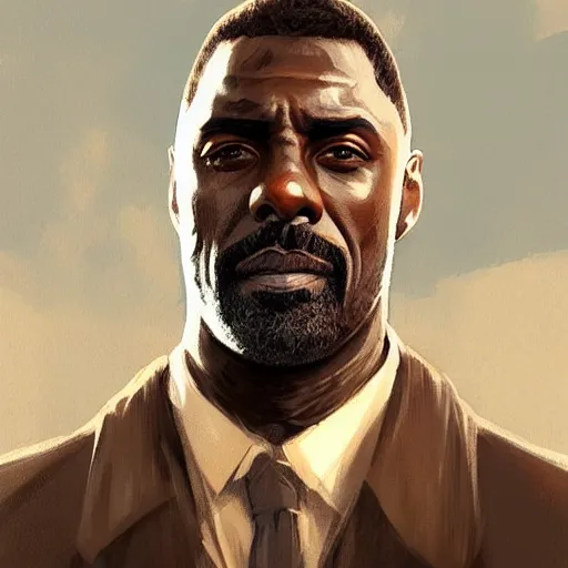 Image similar to “Portrait of Idris Elba by Greg Rutkowski, young, manly, attractive, strong, older brother vibes, highly detailed portrait, scifi, digital painting, artstation, concept art, smooth, sharp foccus ilustration, Artstation HQ”