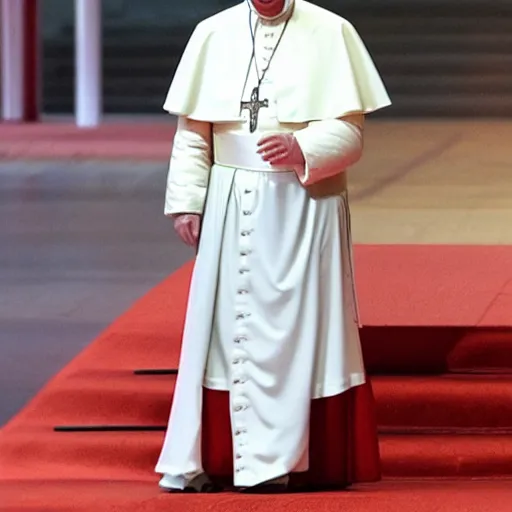 Prompt: the pope on roller skates