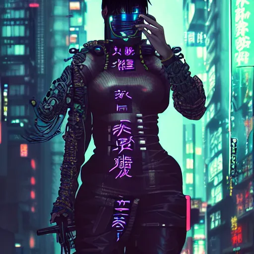 Image similar to candid action photo of a fierce dangerous female cyberpunk hacker samurai in neotokyo at night, futuristic cyberpunk tokyo night, sci - fi and fantasy, intricate and very beautiful, highly detailed, digital painting, artstation, concept art, smooth and sharp focus, illustration, art by tian zi and wlop and alphonse mucha