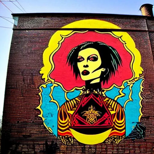 Image similar to transylvanian folk art, in the style of graffiti, made by shepard fairey