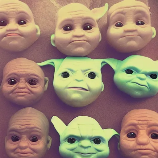 Image similar to baby voldemort, baby harry potter, baby yoda, baby groot, baby mando, baby gummi bear, block party.