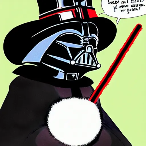 Prompt: darth vader as cat in the hat