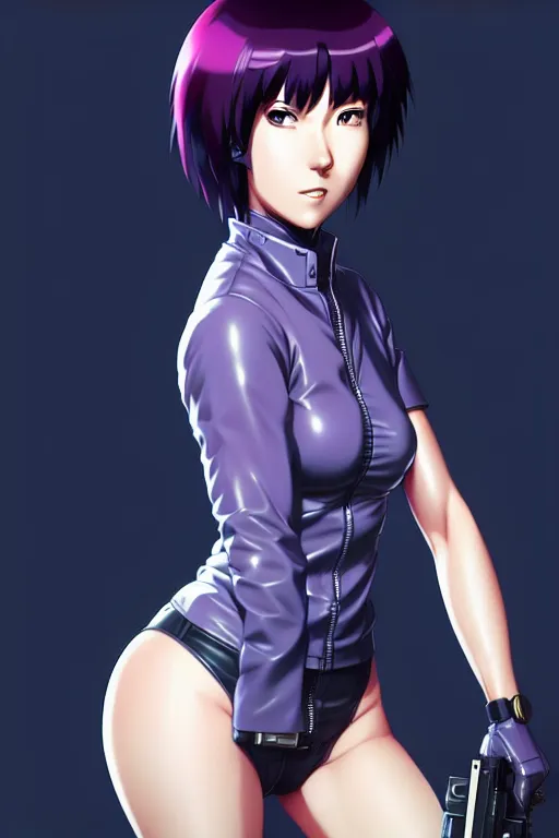 Image similar to a fullbody portrait of motoko kusanagi the major ghost in the shell : : stand alone complex, under repairs, maintenance : : by ilya kuvshinov, rossdraws, artgerm, sola digital arts, anti aliasing, raytracing : :