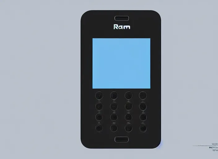 Image similar to futuristic smart phone designed by Dieter Rams, front view, cad photoshop concept, digital art, illustration