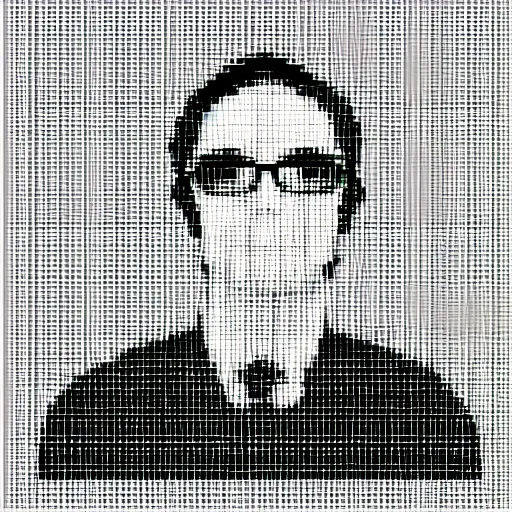 Prompt: pixel art of Josh Gondelman, black and white, clip art