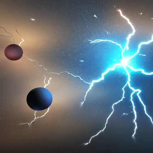 Image similar to army of spheres with lightning on surface