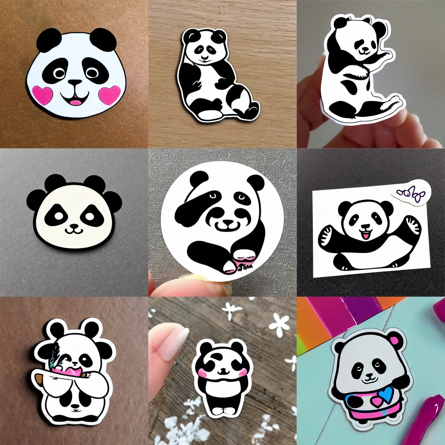Prompt: a sticker of a panda, kawaii cutest sticker ever, online, store posting