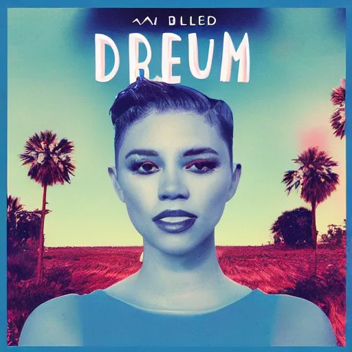 Image similar to a modern album cover, filled with blue dreams