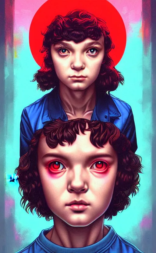 Prompt: kawaii lofi Stranger Things portrait by Tristan Eaton_Stanley Artgerm and Tom Bagshaw,