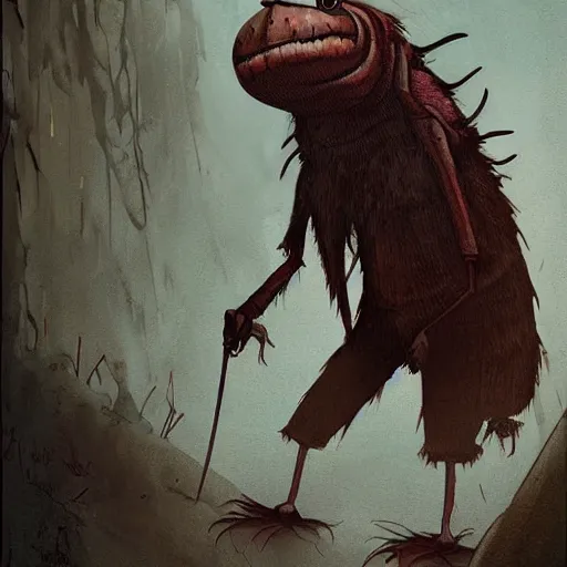 Prompt: cockroach character, horror, grunge, loony toons style, cartoon sketch illustrated by Greg Rutkowski and un Caspar David Friedrich., Trending on artstation, artstationHD, artstationHQ, 4k, 8k
