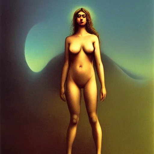 Image similar to kat Upton by Zdzisław Beksiński,