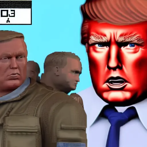 Image similar to wolfenstein 3 d screenshot : donald trump and alex jones