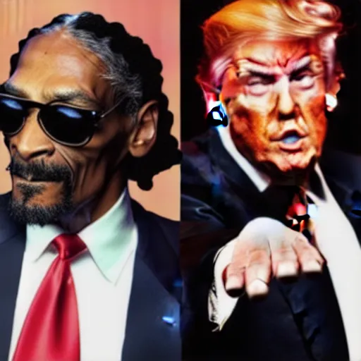 Prompt: donald trump smoking weed with snoop dogg