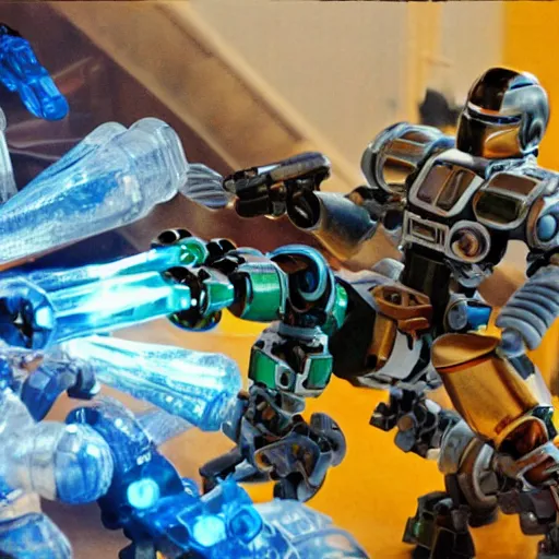 Image similar to uaddam hussein playing with bionicles, realistic, hyperdetailed