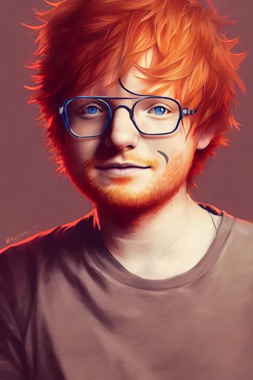 Image similar to ed sheeran, manga cover art, detailed color portrait, artstation trending, 8 k, greg rutkowski