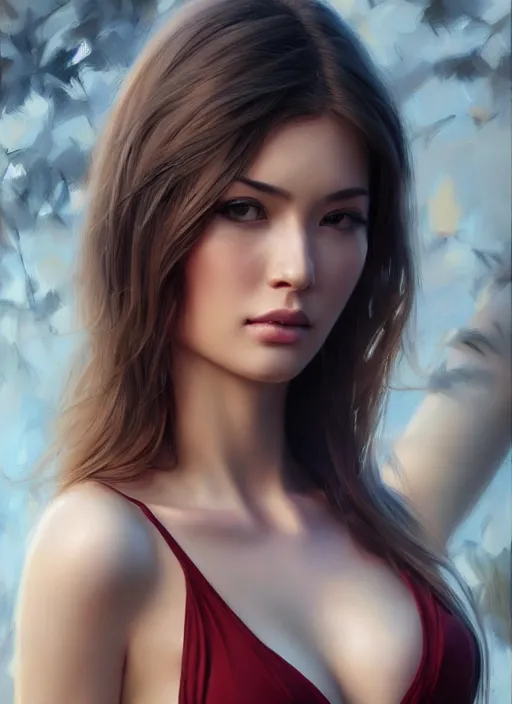 Image similar to full length photo of a gorgeous young woman in the style of stefan kostic, realistic, sharp focus, 8k high definition, insanely detailed, intricate, elegant, art by stanley lau and artgerm