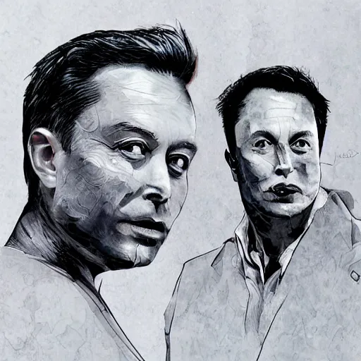 Prompt: elon musk in style of two - face harvey dent one side face has dragonskin fantasy sharp focus intricate elegant digital painting