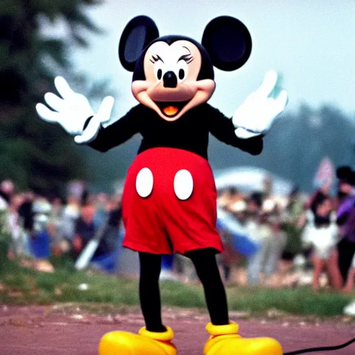 Image similar to mickey mouse performing at woodstock