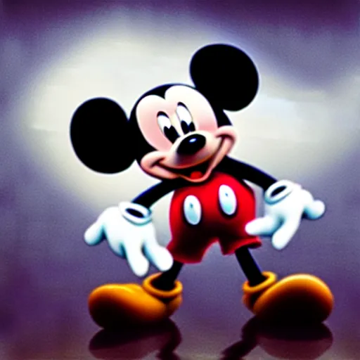 Image similar to Mickey Mouse as a demon, photorealistic, film still, desolate