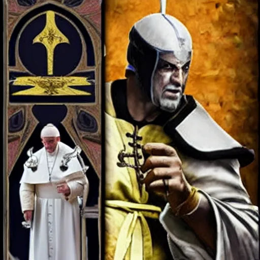 Image similar to the pope as a mortal kombat character