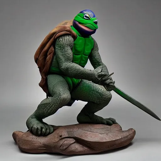 Prompt: The ninja turtle Michelangelo sculpted by Michelangelo Buonarroti
