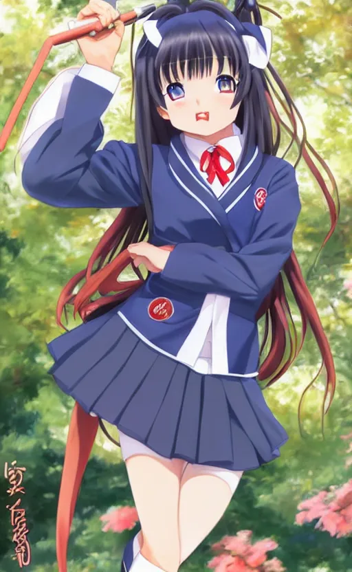 Image similar to Kagome higurashi in seifuku uniform. By Konstantin Razumov, highly detailded