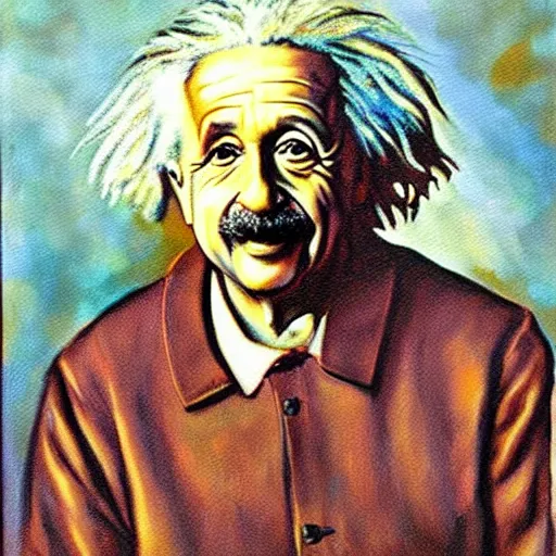 Prompt: Albert Einstein painting monalisa