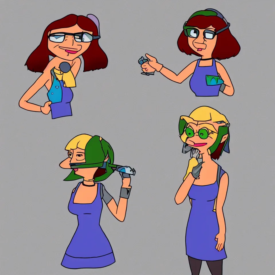 Prompt: tina from bobs burger, stylized as from the video game zelda ocarina of time, n 6 4 graphics