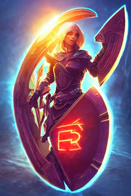 Image similar to shield fantasy epic legends game icon stylized digital illustration radiating a glowing aura global illumination ray tracing hdr fanart arstation by ian pesty and katarzyna da „ bek - chmiel