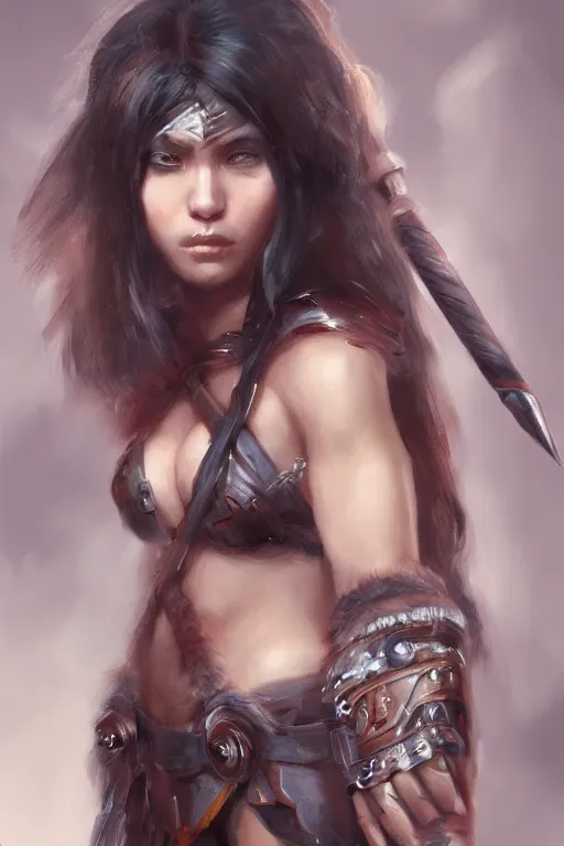 Image similar to portrait of a barbarian female, ultra sharp, very detailed, high quality focus by wlop