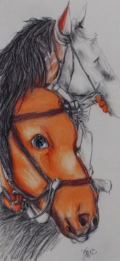 Image similar to “ luffy riding horse, side shot, pen drawing, 8 k resolution, high detailed ”