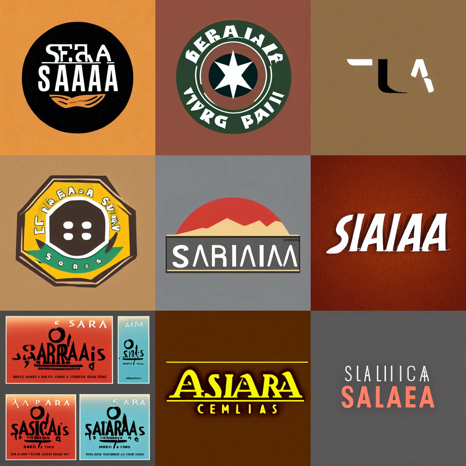 Image similar to Sahara comics logo for a publishing Company, minimalist, desert color scheme