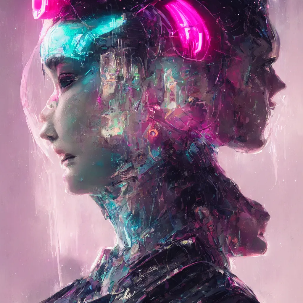 Image similar to detailed side profile portrait Neon Girl, cyberpunk futuristic neon, reflective puffy coat, by Ismail inceoglu dragan bibin hans thoma greg rutkowski Alexandros Pyromallis Nekro Rene Maritte Illustrated, Perfect face, fine details, realistic shaded, fine-face, pretty face, 8k, UHD, ray tracing