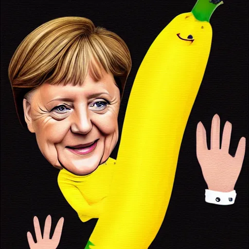 Image similar to angela merkel as a banana, caricature