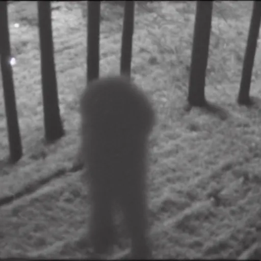 Prompt: ronald mcdonald caught on trail cam footage, cryptid, grainy and poor developed, at night