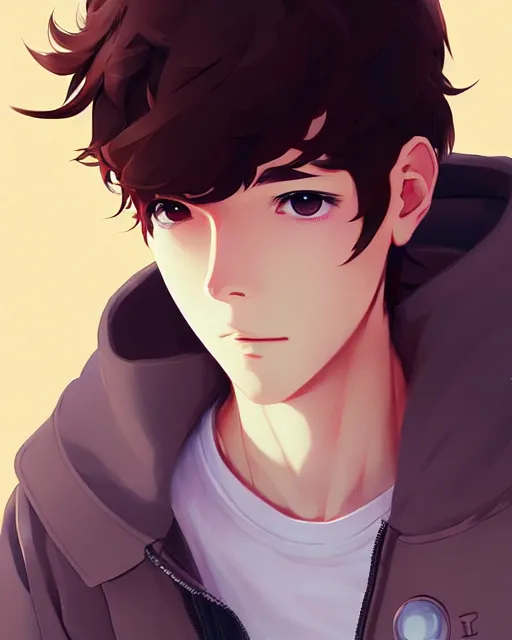 Image similar to teen boy with short messy brown hair, hacker kid, portrait shinkai makoto studio ghibli studio key hideaki anno sakimichan stanley artgerm lau rossdraws james jean marc simonetti elegant highly detailed digital painting artstation pixiv