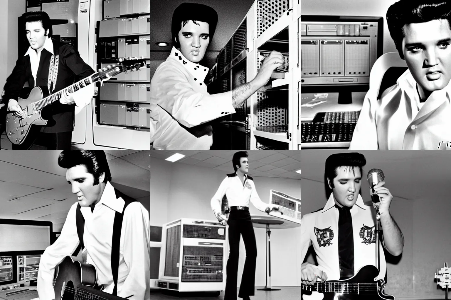 Prompt: elvis presley in datacenter