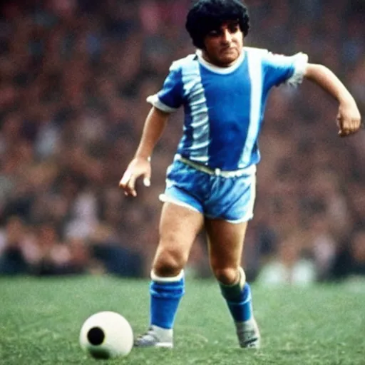 Image similar to diego armando maradona playing football in heaven