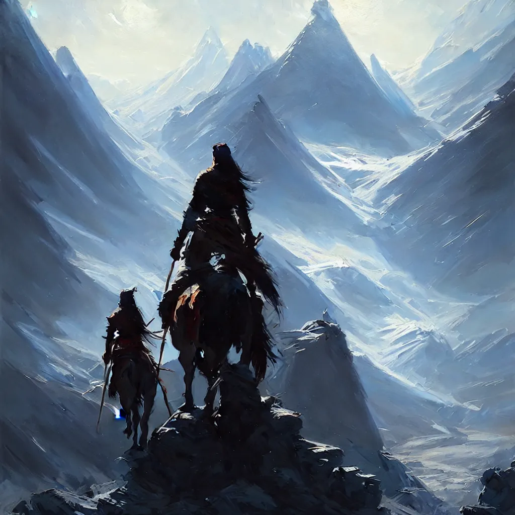 Image similar to tengri, painting by greg rutkowski