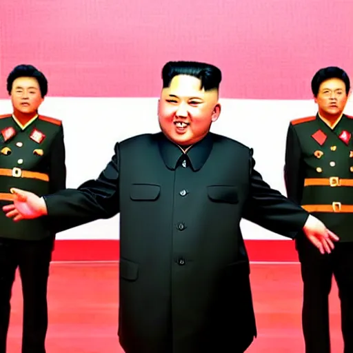 Image similar to kim jong un as k - pop idol dancing on the stage