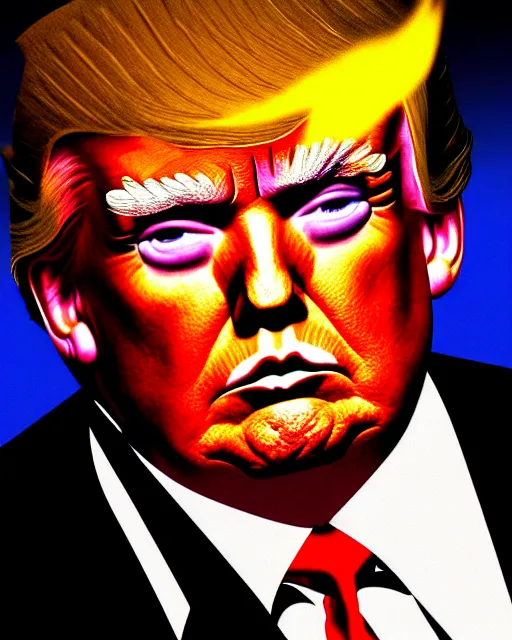 Prompt: portrait of donald trump with eyebrows on fire, by alan bean, ultra detailed, character design, concept art, trending on artstation,