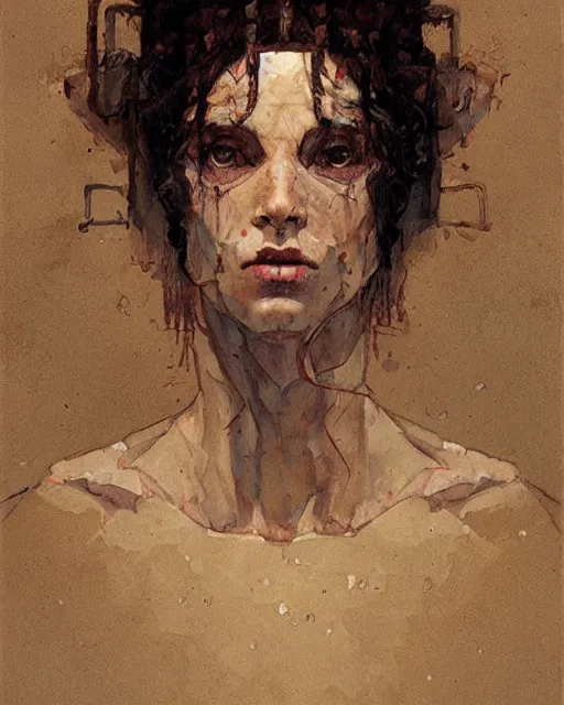 Image similar to portrait of a hive mind by greg rutkowski in the style of egon schiele