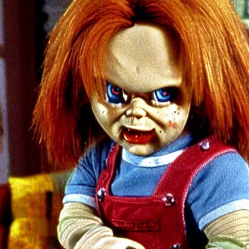 Prompt: Chucky the killer doll from the movie Child's Play in an episode of Full House