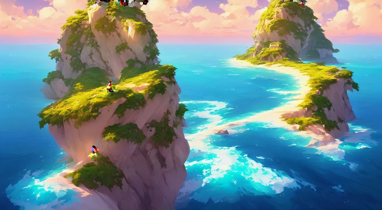 Image similar to beautiful summer island, in marble incrusted of legends heartstone official fanart behance hd by Jesper Ejsing, by RHADS, Makoto Shinkai and Lois van baarle, ilya kuvshinov, rossdraws global illumination