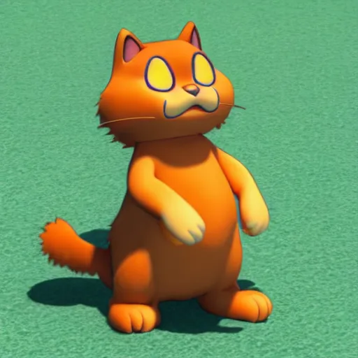 Image similar to garfield the cat as a pokemon, cgi