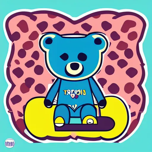 Image similar to Skater teddy bear, sticker, highly detailed, colorful, illustration, drama, smooth and clean vector curves, no jagged lines, vector art, smooth