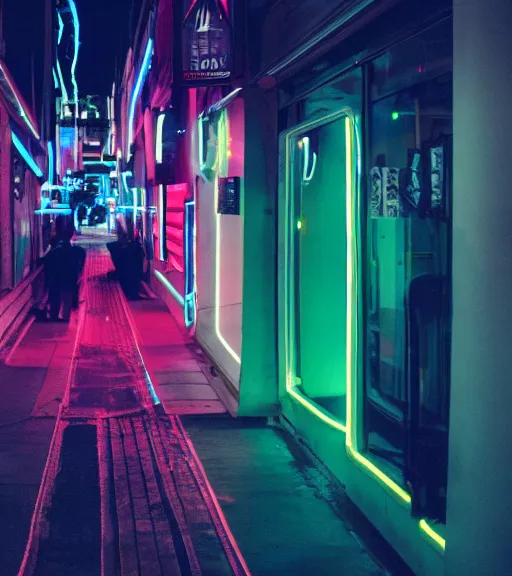 Image similar to portrait of robot lowlight neon lights, cinematic,4k,35mm,street photo, epic